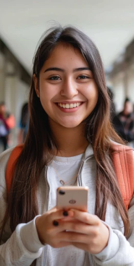 Joven usando su celular